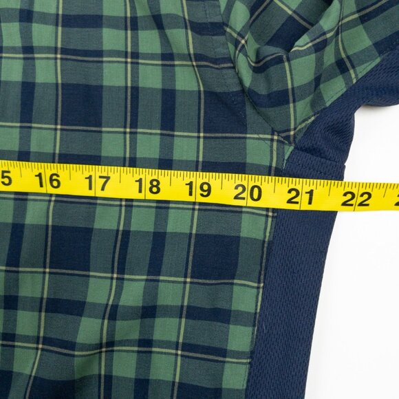 Club Ride Pearl Snap Shirt Men's Medium Green Plaid Outdoor Cycling Stretch - Picture 14 of 16